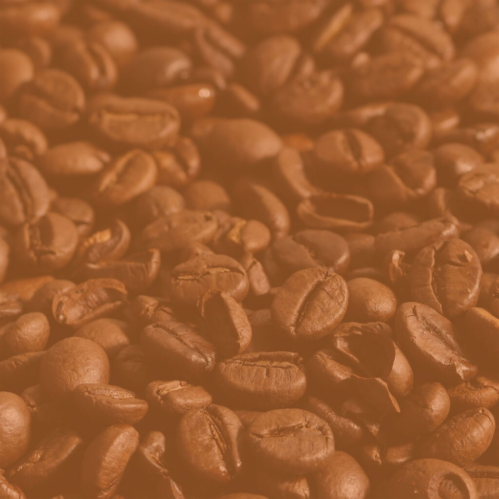 Close up of some coffee beans with orange overlay