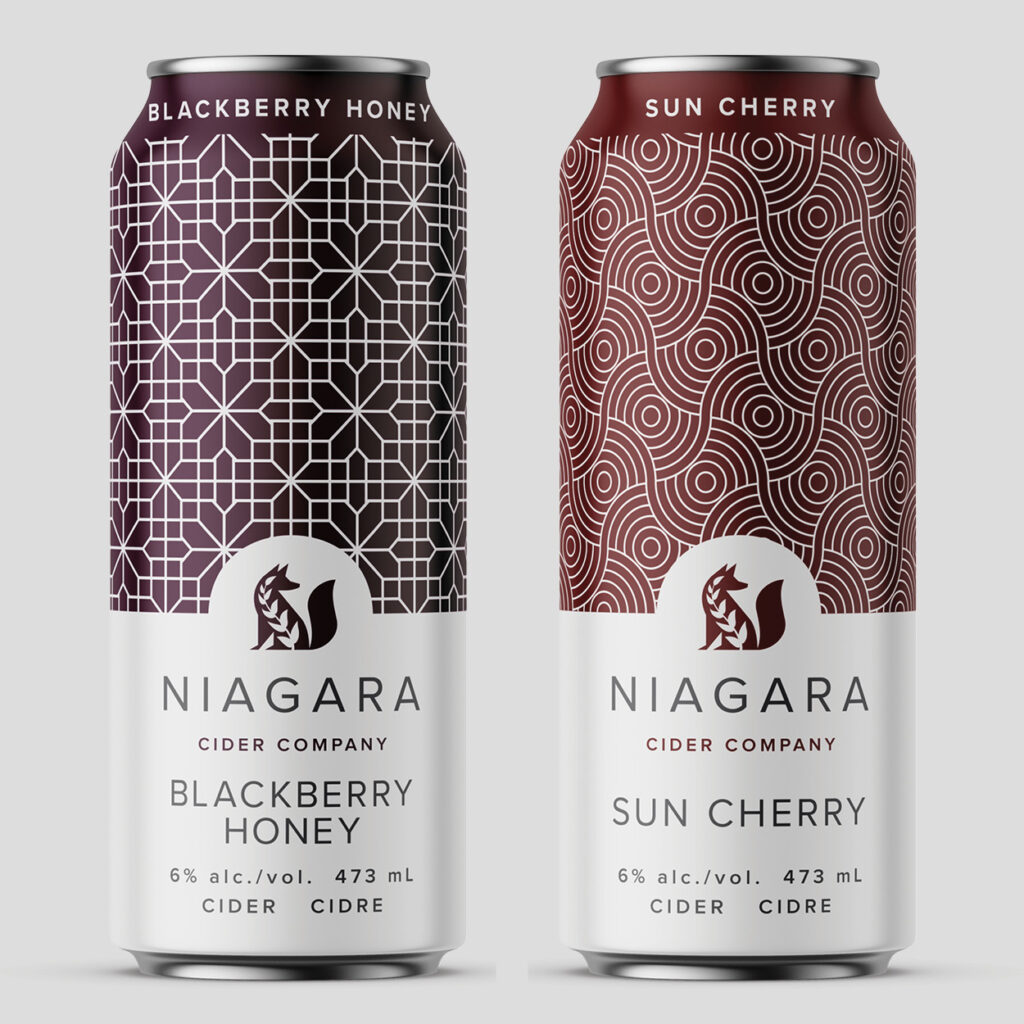 Niagara Cider Company showing two of their new flavours: Blackberry Honey and Sun Cherry.