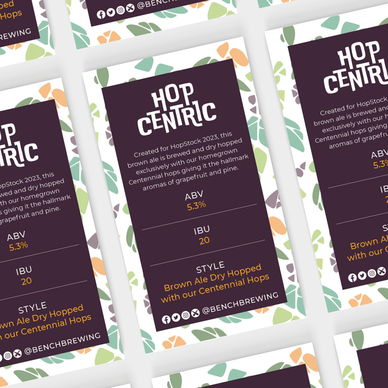 Craft beer flight cards for the featured beer at HopStock 2023 craft beer festival.