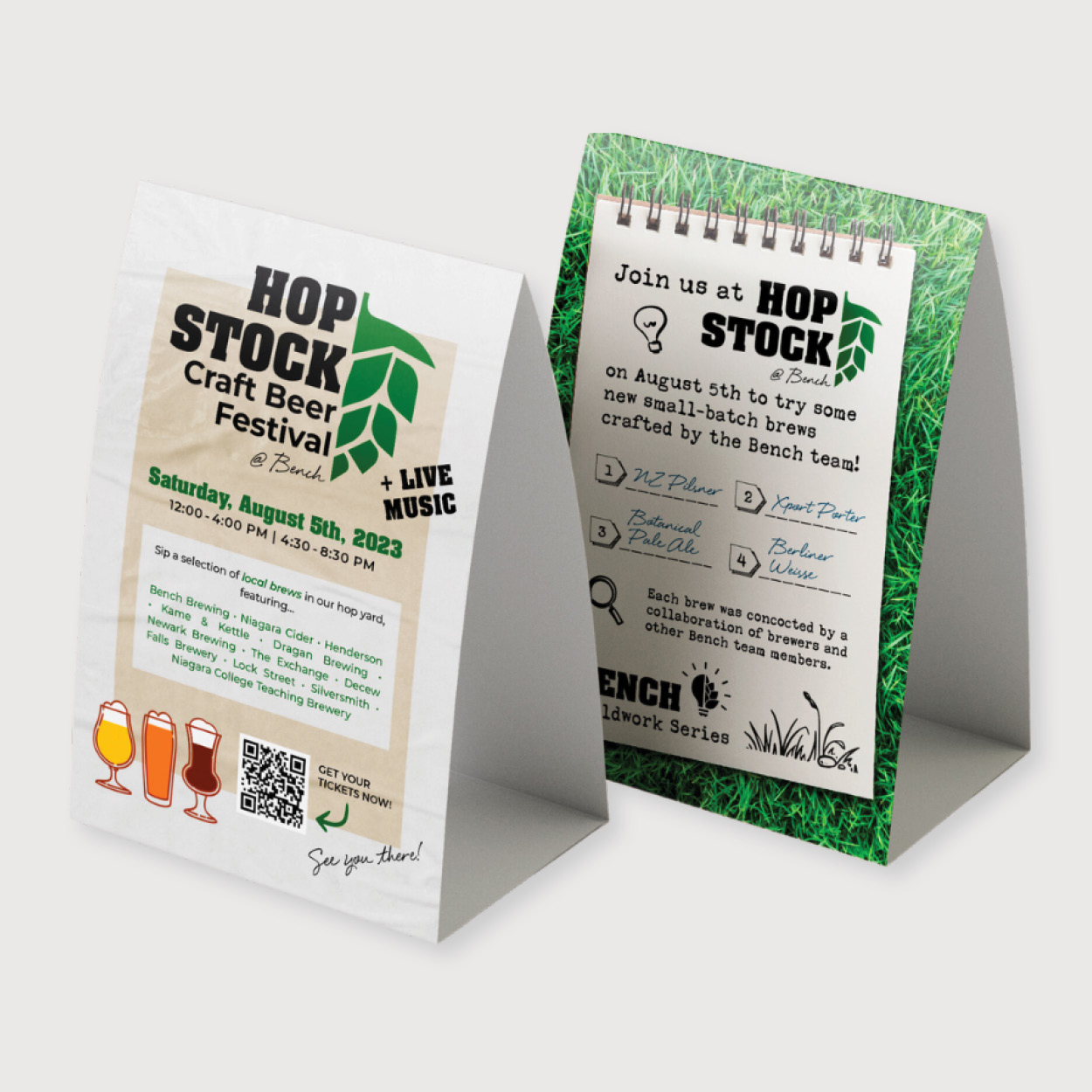 HopStock 2023 craft beer festival tent cards.