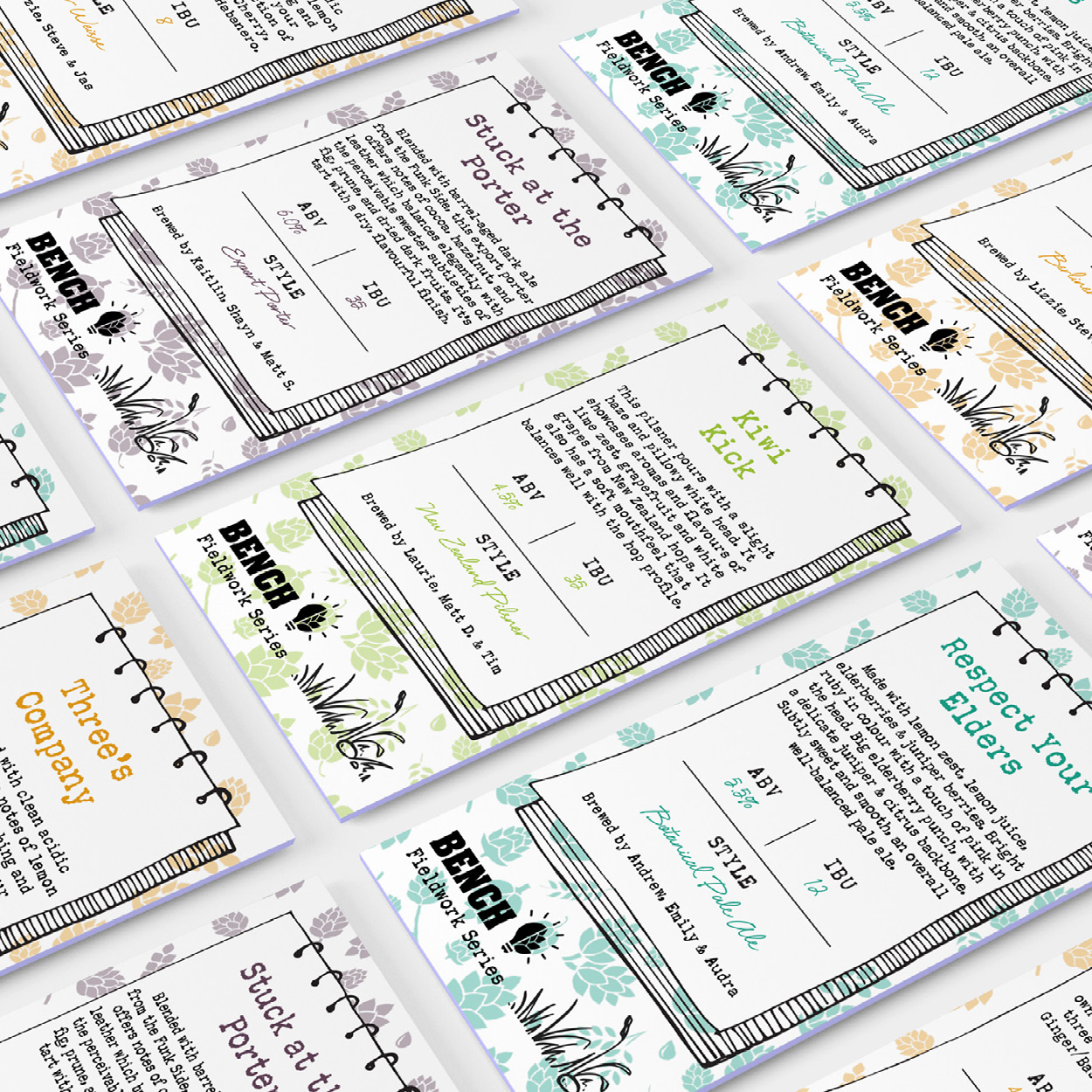Craft beer flight cards for the innovation beers available at HopStock 2023 craft beer festival.
